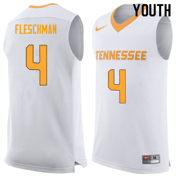 Youth #4 Jacob Fleschman Tennessee Volunteers College Basketball Jerseys Sale-White